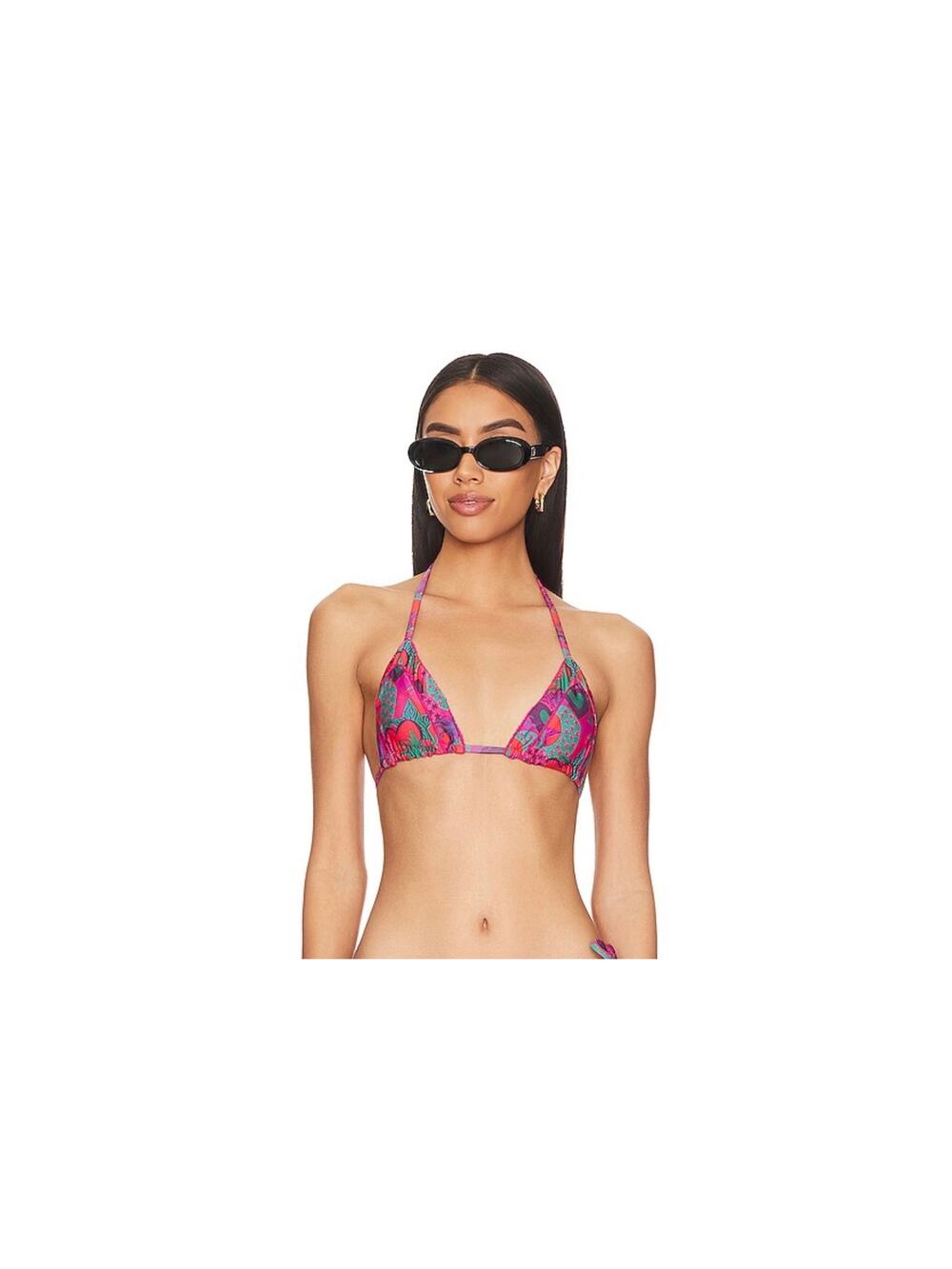 Beach Riot Julie Triangle Bikini Top in Hearts of Palm Tropical Print  Size M